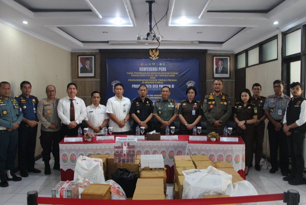 Kolaborasi Bea Cukai dan APH Gagalkan Peredaran 353.680 Batang Rokok Ilegal Selama 2024