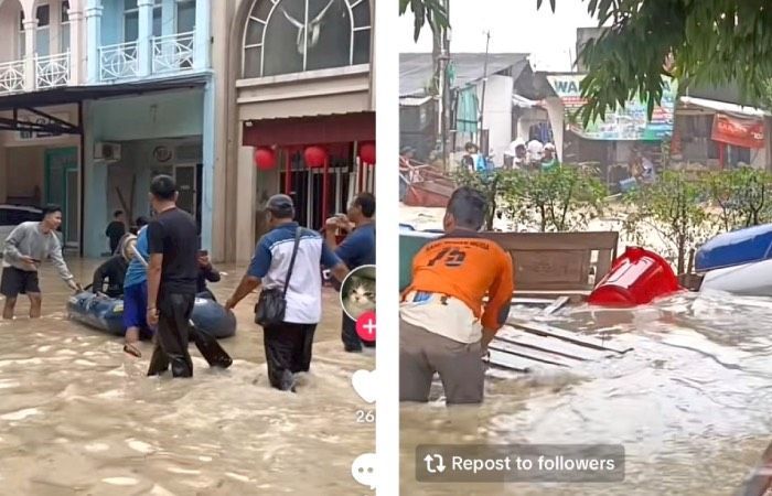 Kondisi Terkini  Banjir di Perumahan Galaxy Bekasi, Pagar Beton Sampai Jebol