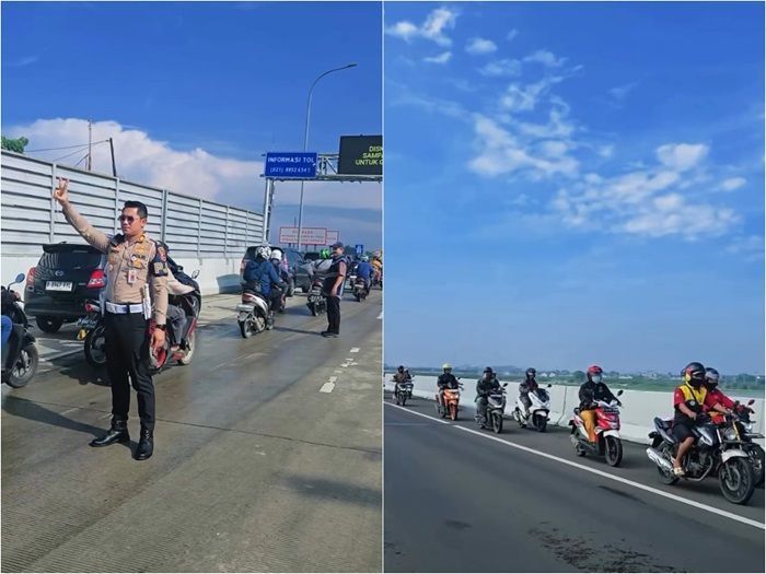 Ratusan Pemotor Berkumpul di GT Gabus Bekasi Imbas Banjir Pagi Tadi, Polisi Berikan Pengawalan Melintas di Tol Cibitung-Tanjung Priok