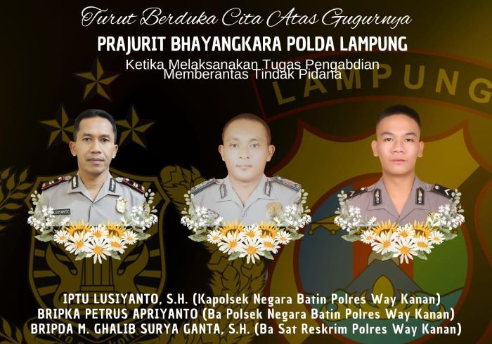 Penggerebekan Sabung Ayam Berujung Maut, 3 Polisi di Lampung Tewas Ditembak