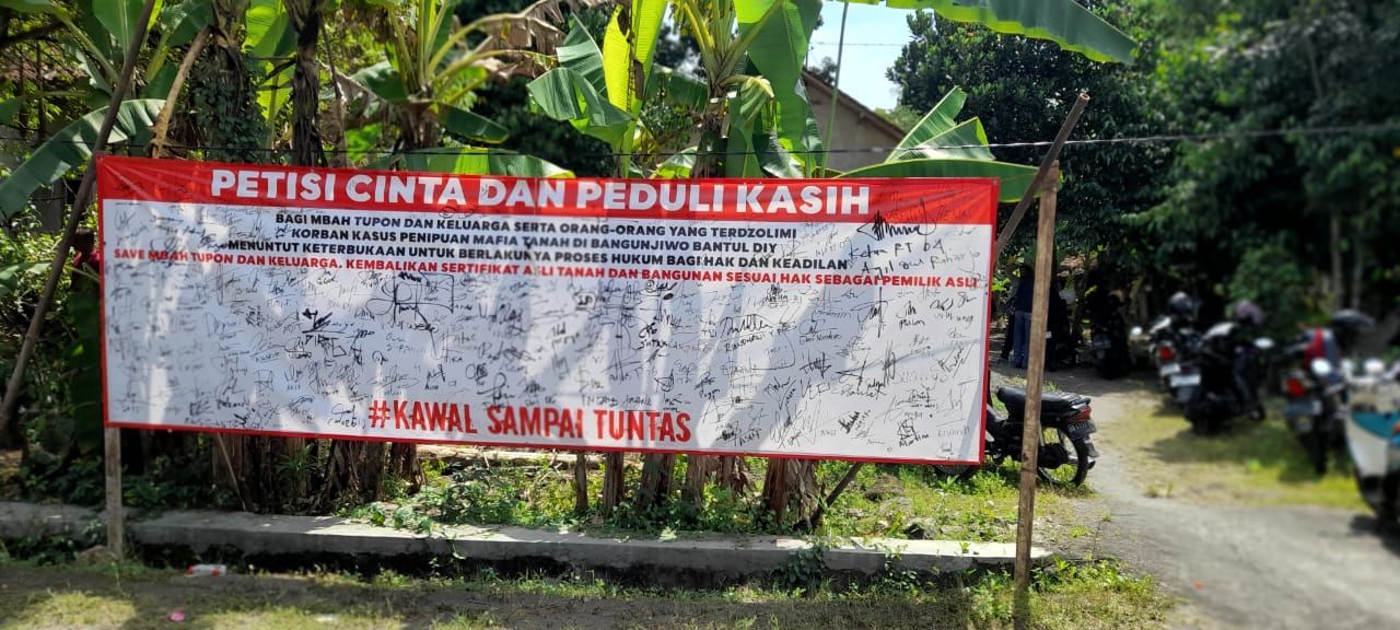 Bantu Mbah Tupon Korban Diduga Mafia Tanah, Warga Bangunjiwo Laporkan Kasus ke Polda DIY