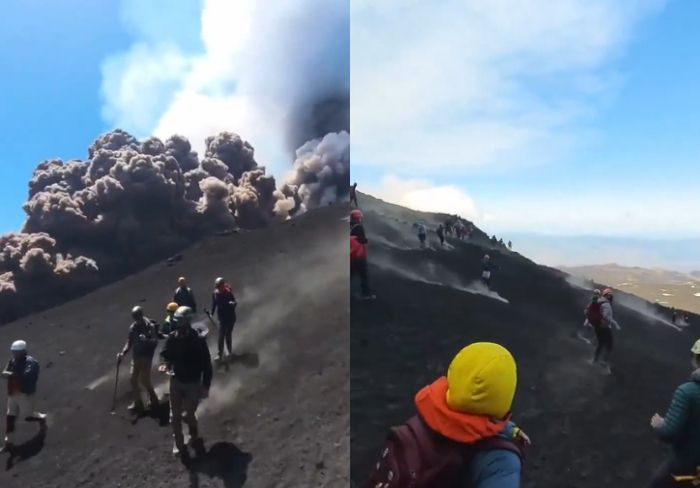 Video Detik-detik Wisatawan Lari Selamatkan Diri usai Gunung Etna di Italia Meletus Keluarkan Abu Vulkanik