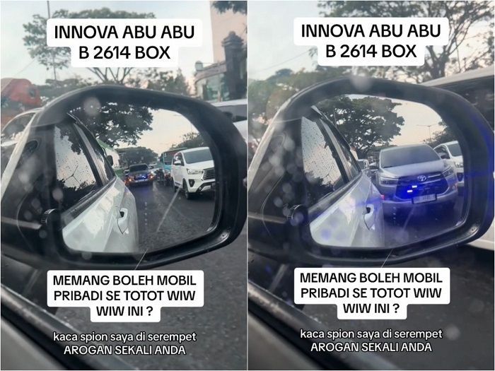 Viral Video Mobil Innova Plat Hitam Pakai Strobo dan Rotator Minta Jalan, Sampai Senggol Spion Pemobil Lain