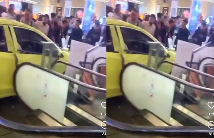 Mobil Brio Kuning yang Dipamerkan dalam Mall Paragon Semarang Mendadak Jalan dan Tabrak Pengunjung