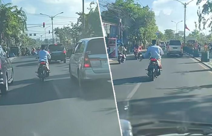 Viral! Aksi Pemotor di Pamekasan Buka Akses Jalan untuk Ambulans