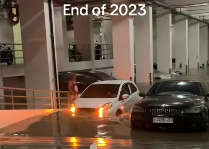 Viral Puluhan Mobil Mewah Terendam Banjir di Basement Apartemen, Air Mengalir Deras saat Pintu Dibuka