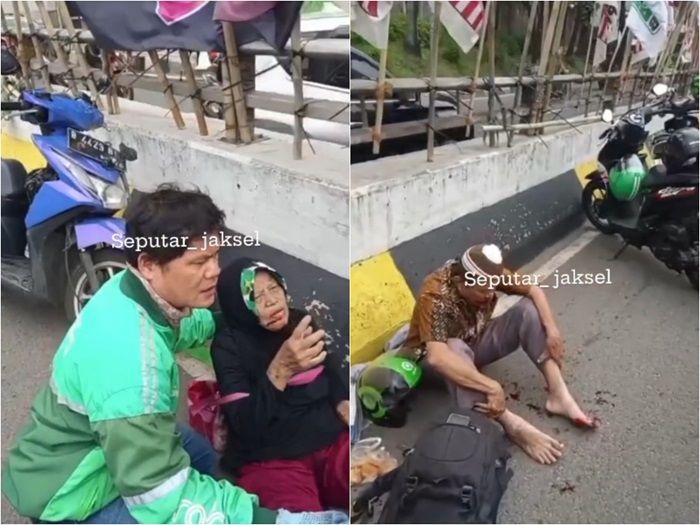 Viral Pemotor Lansia Kecelakaan Akibat Bendera Parpol di Jaksel, Lukanya Parah!