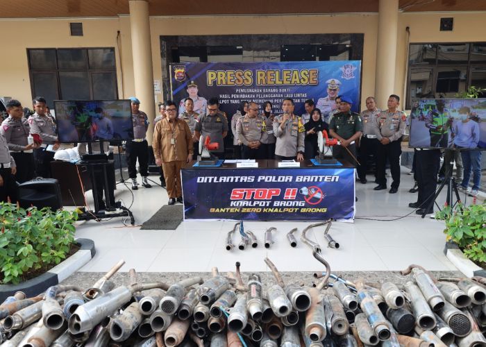 Polisi Musnahkan 1.023 Knalpot Brong Hasil Razia 3 Pekan di Banten, Dinilai Sangat Mengganggu