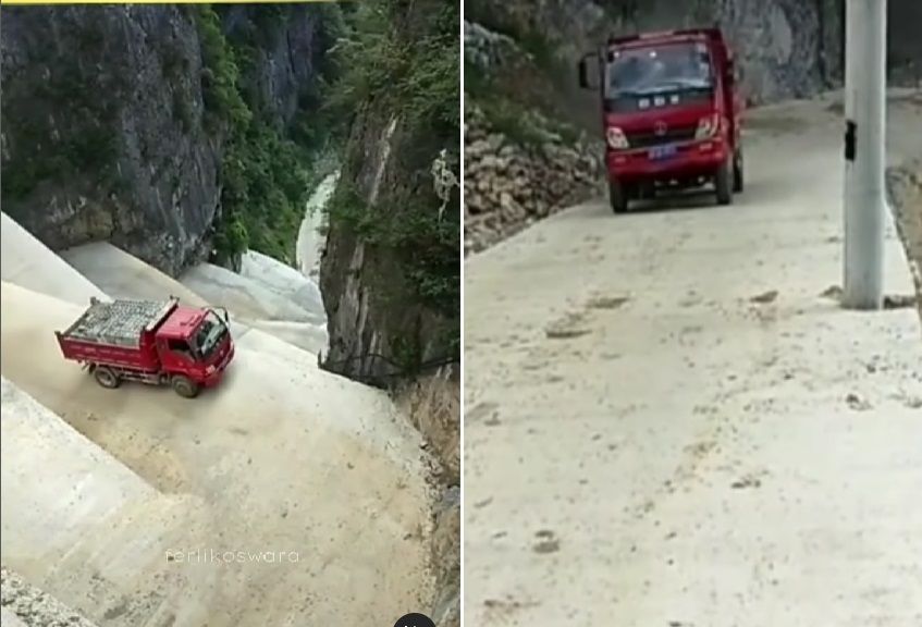 Viral Video Truk Menaiki Jalanan Curam dan Berkelok, Terlihat Seperti Mainan Padahal...