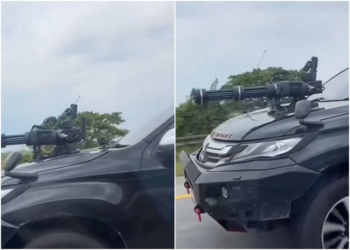 Viral Pajero Sport Pakai Aksesoris Mirip Senapan di Kap Mobil, Polisi Langsung Cek!