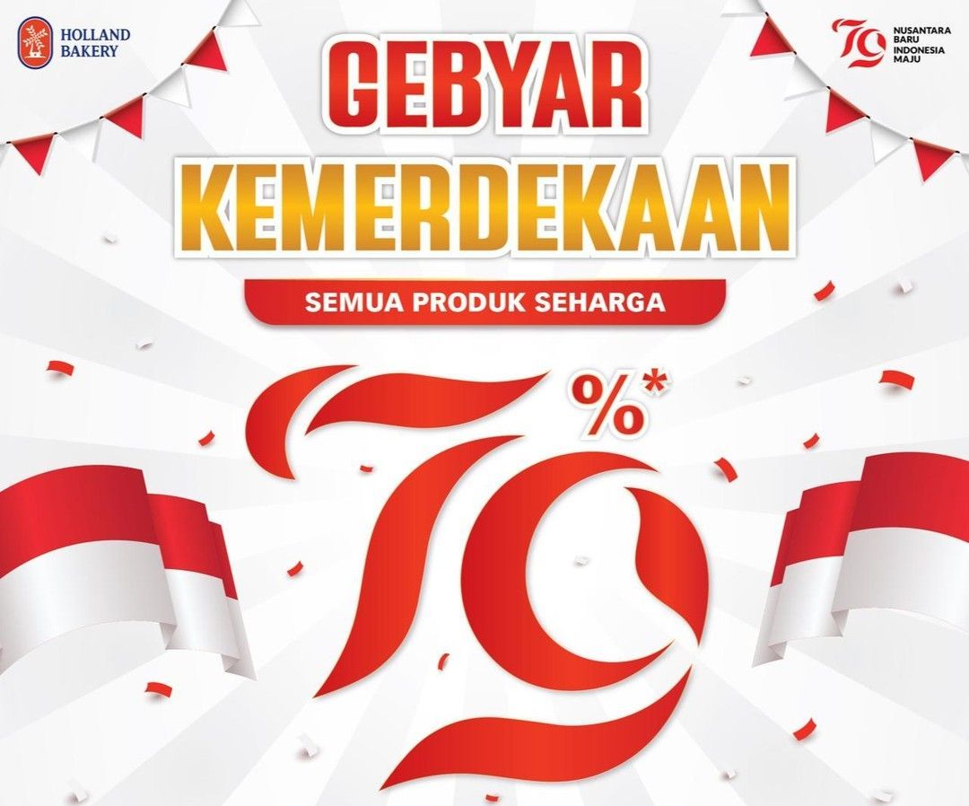 15 Daftar Promo 17 Agustus 2024, Salah Satunya Holland Bakery Diskon 79 Persen Semua Produk