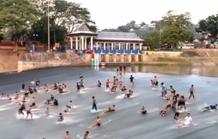 Bendungan Pleret BKB di Semarang Jadi Tempat Wahana Bermain Warga