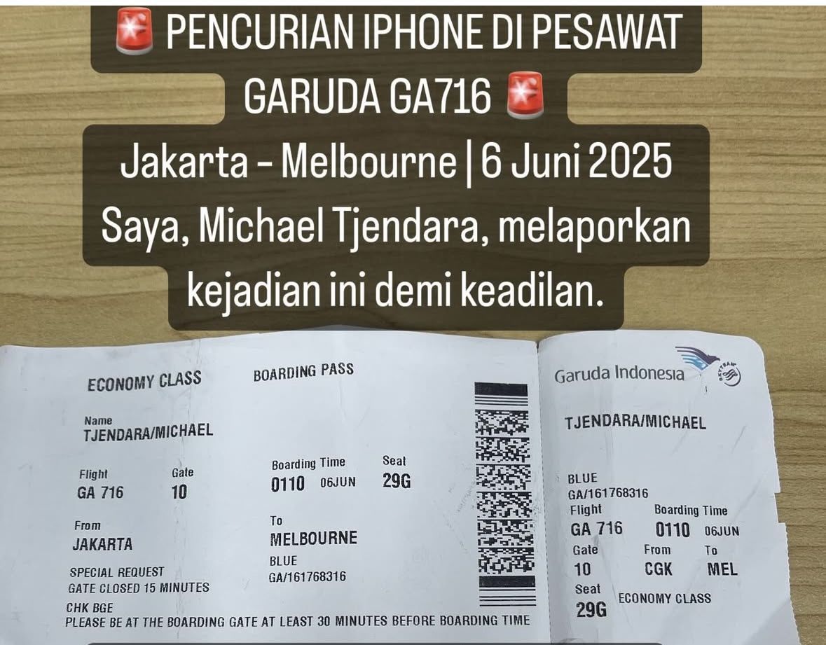Penumpang Garuda Bagikan Cerita iPhone-nya Dicuri & Terlacak di Hotel Crew, Endingnya Dibuang ke Sungai?