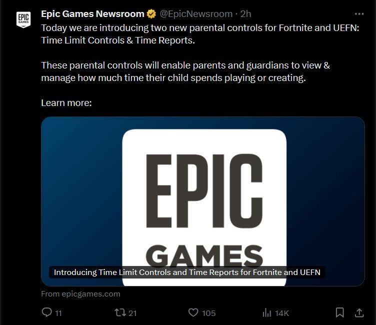 Epic Games Hadirkan Fitur Kendali Waktu Bermain untuk Fortnite, Orang Tua Kini Dapat Atur Durasi
