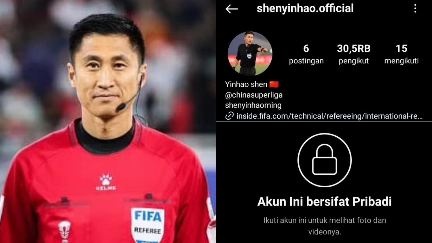 Sempat Dikunci, Instagram Wasit Shen Yinhao Kini Diserang Netizen Indonesia