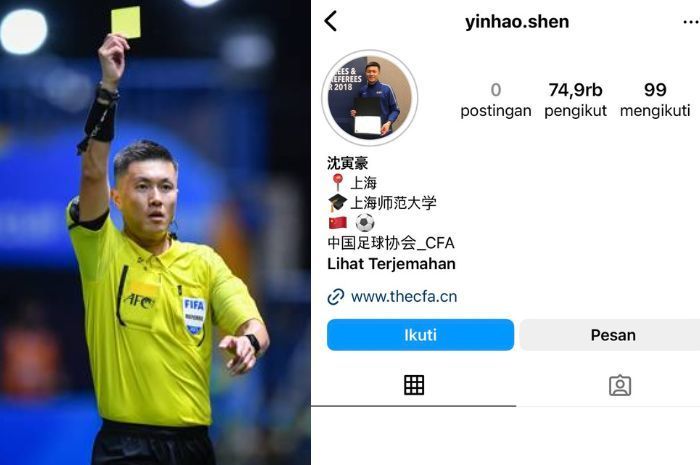 Netizen Ramai Follow Akun Fake Instagram Wasit Shen Yinhao, Jangan Gampang Terkecoh!