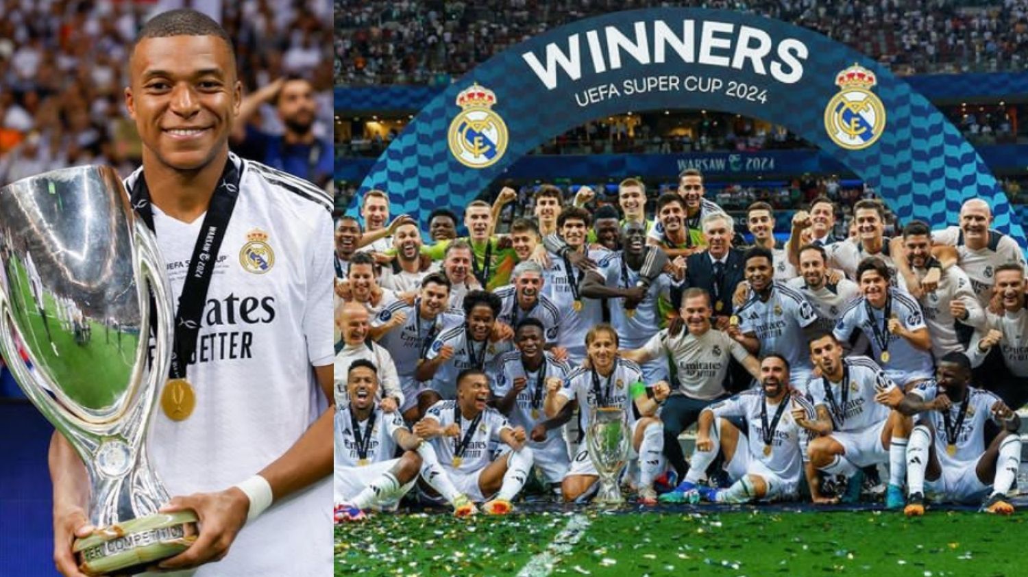 Real Madrid Juara Piala Super Eropa 2024, Mbappe Cetak Gol Debut dan Trofi Pertamanya!