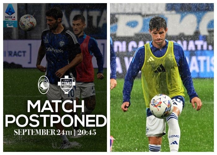 Diguyur Hujan Deras, Laga Atalanta vs Como 1907 di Serie A Ditunda