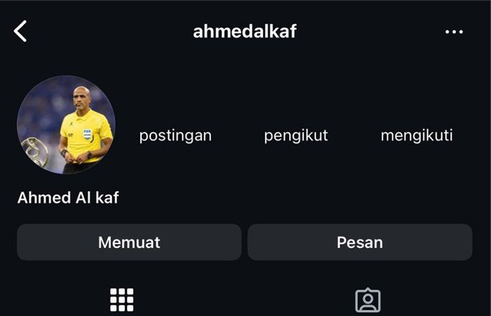 Akun Instagram Wasit Ahmed Al Kaf yang 