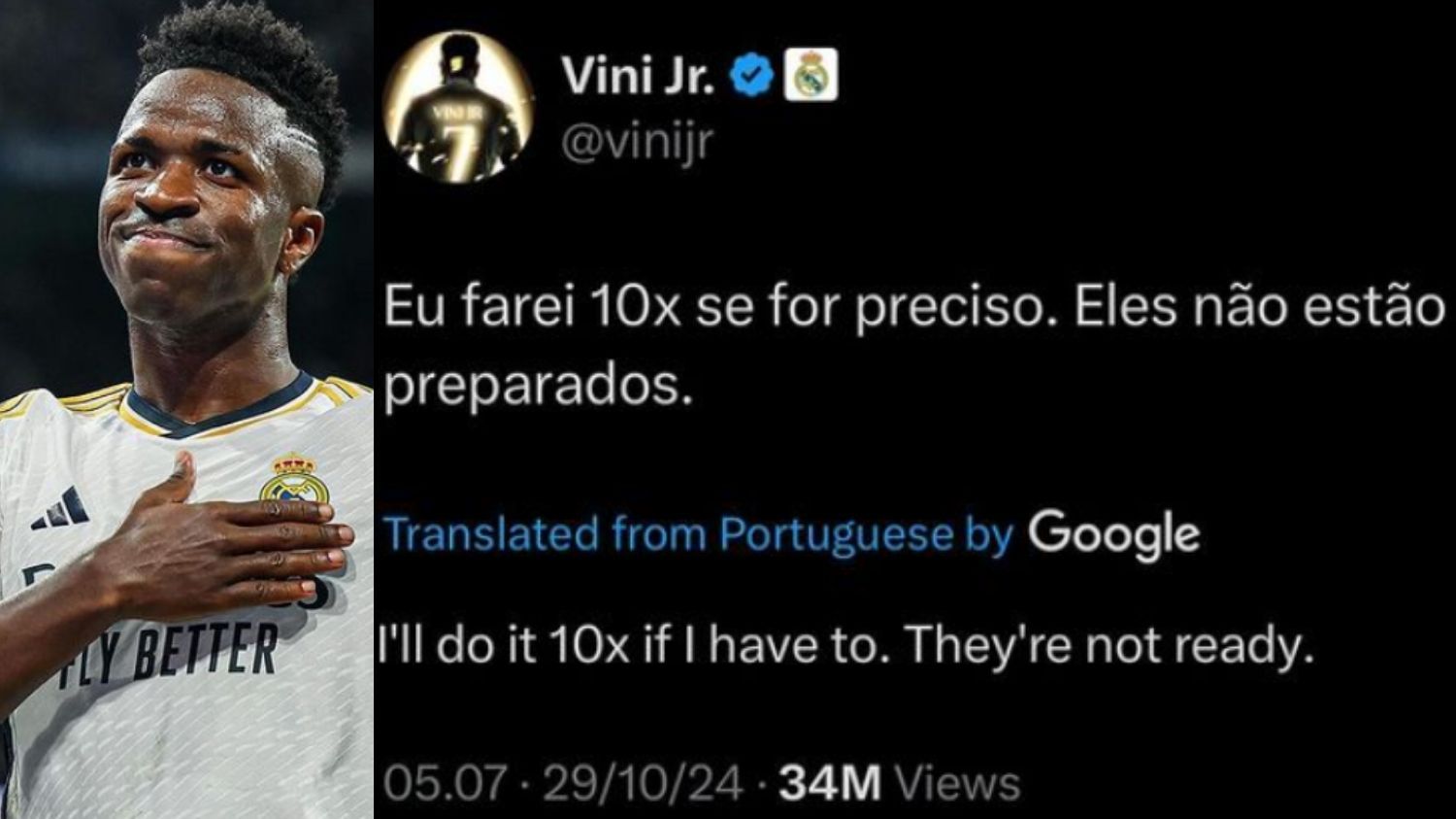 Tekad Vini Jr Usai Gagal Raih Ballon d'Or 2024: Saya Akan Melakukannya 10 Kali Lebih Baik!