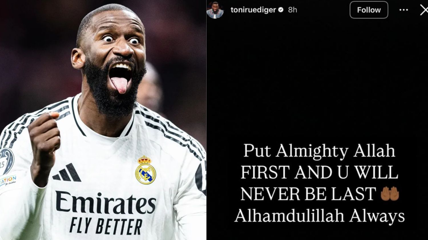 Antonio Rudiger Rayakan Lolosnya Real Madrid ke Perempat final UCL dengan Pesan Menyentuh: Utamakan Allah!