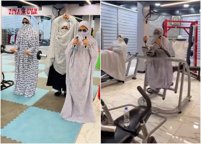 Viral Sekelompok Wanita Asyik Ngegym Pakai Mukena, Makin Kece Pakai Kacamata!