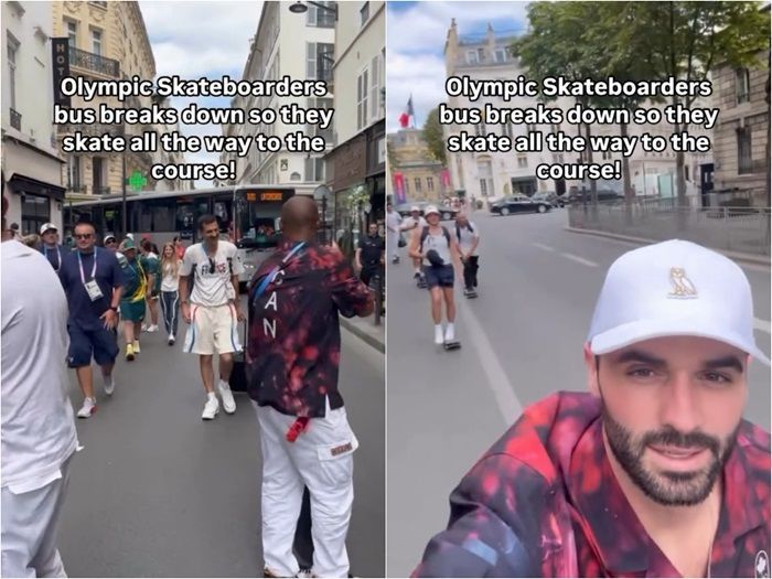 Bus yang Ditumpangi Kecelakaan, Atlet Skateboard Meluncur di Jalanan Paris Menuju Venue