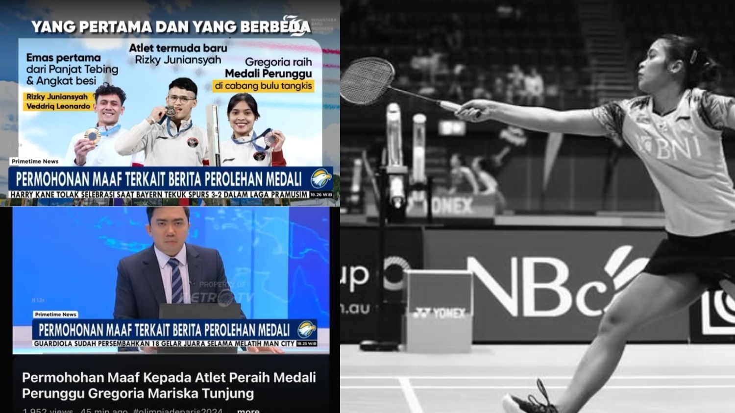 Salah Satu TV Nasional yang Sebut Gregoria Mariska Peraih Medali Giveaway Akhirnya Minta Maaf